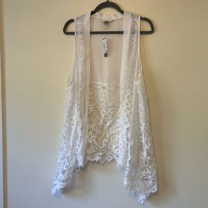 CJ Banks plus size lace vest white